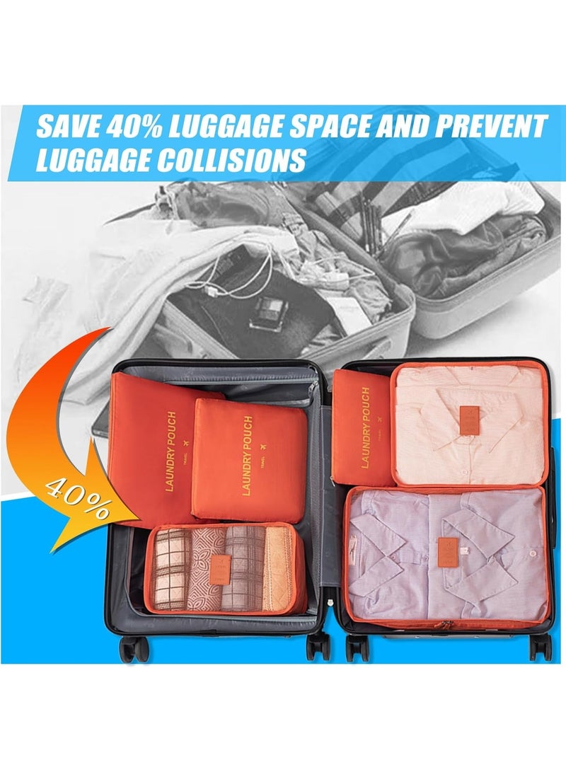 TRAVEL 6pcs Lightweight Packing Cubes – Convenient and Organized Luggage Solution for Clothes, Shoes & Toiletries-orange - Image 4